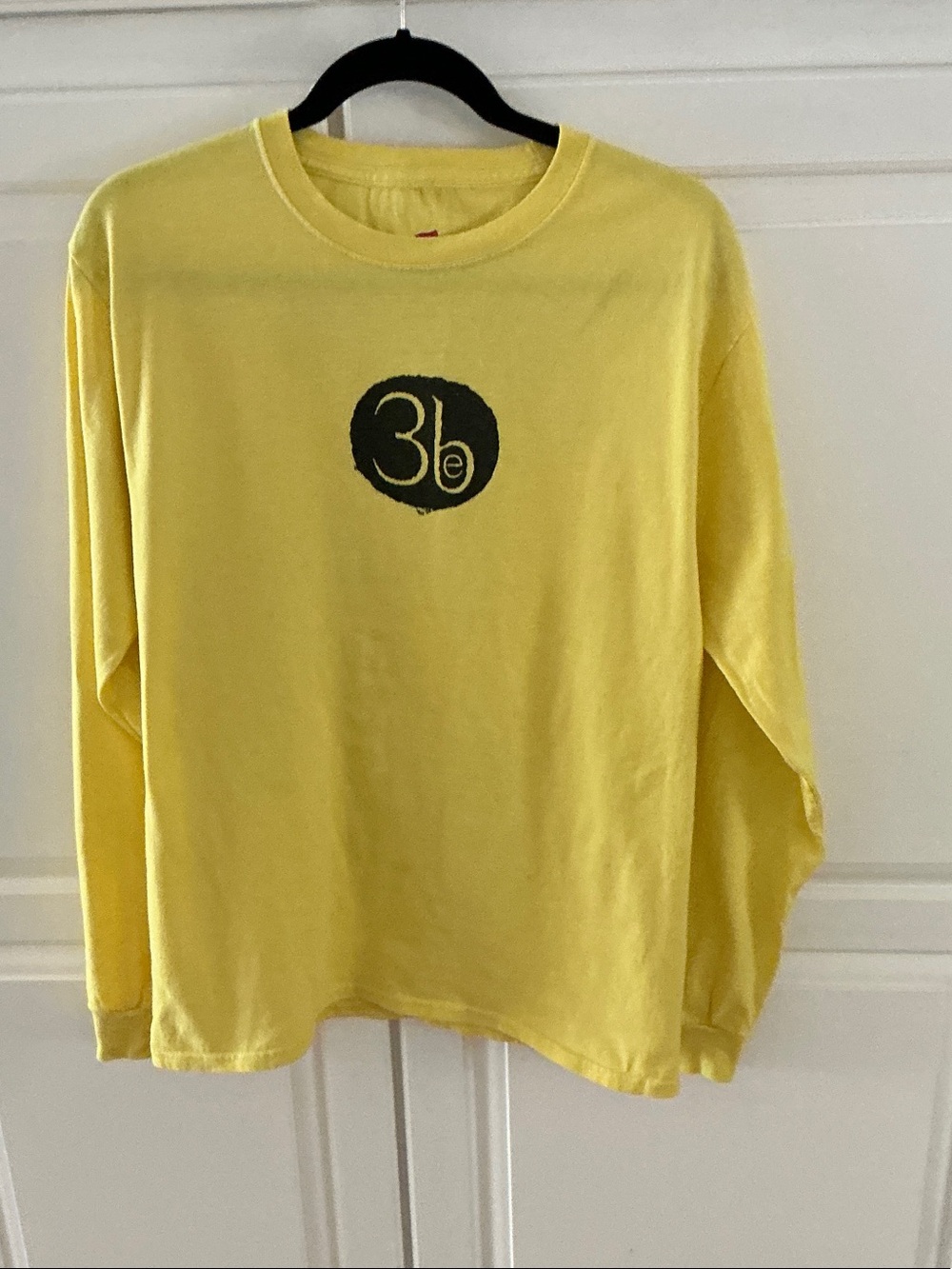 Hanes Yellow Long Sleeve Tee with Black Chest Emblem